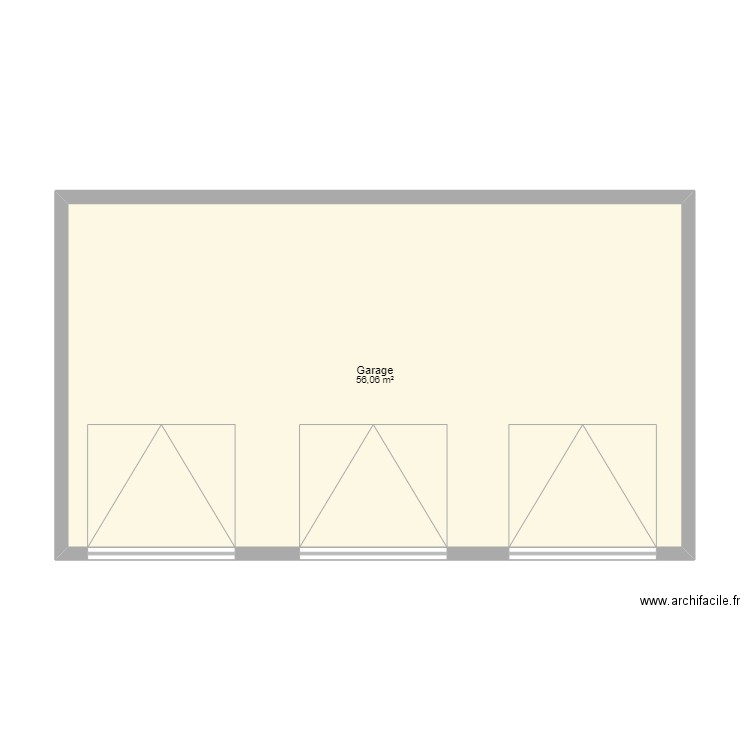 garage. Plan de 1 pièce et 56 m2