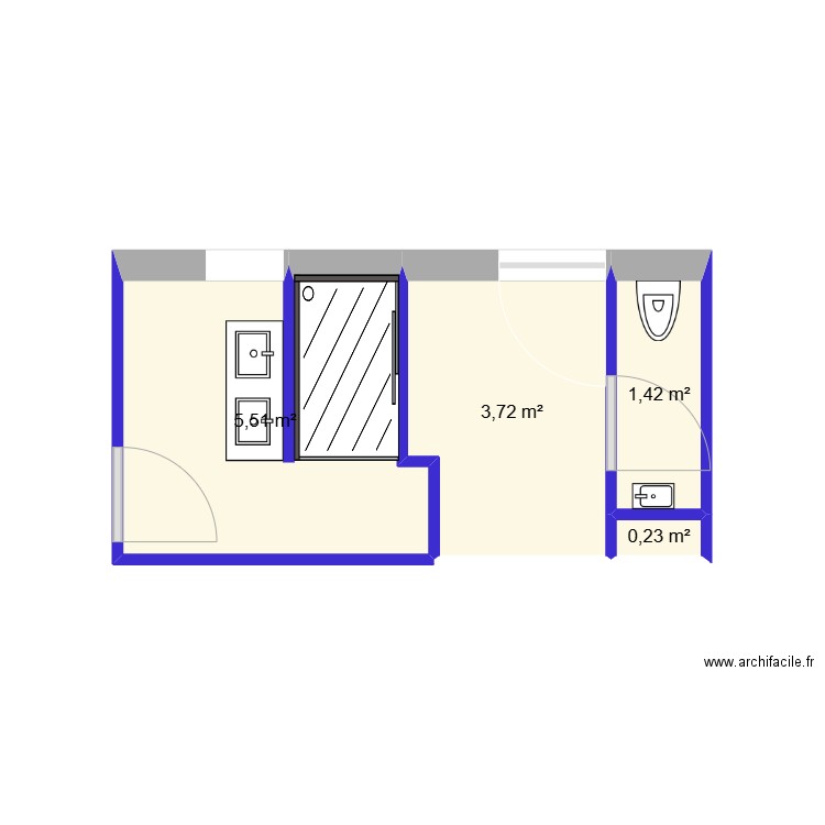 sdb plan 1. Plan de 4 pièces et 11 m2