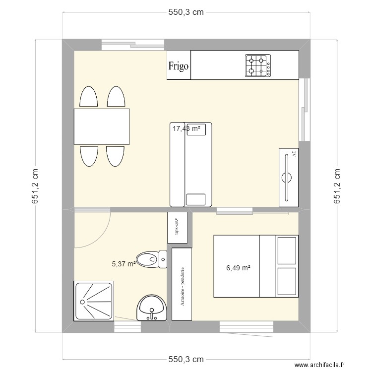 STUDIO FINAL 6. Plan de 3 pièces et 29 m2