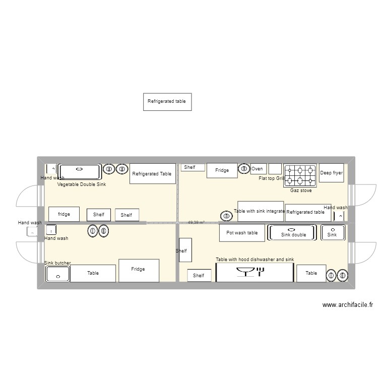 ZAMBIA kitchen 6. Plan de 1 pièce et 49 m2