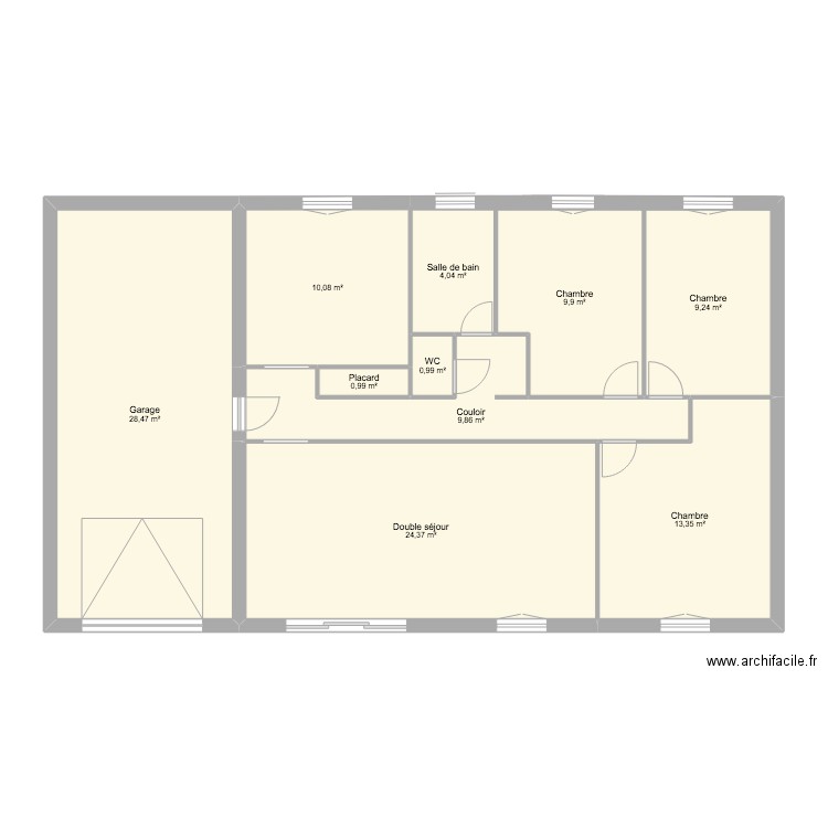 Villeneuve les Bouloc. Plan de 10 pièces et 111 m2