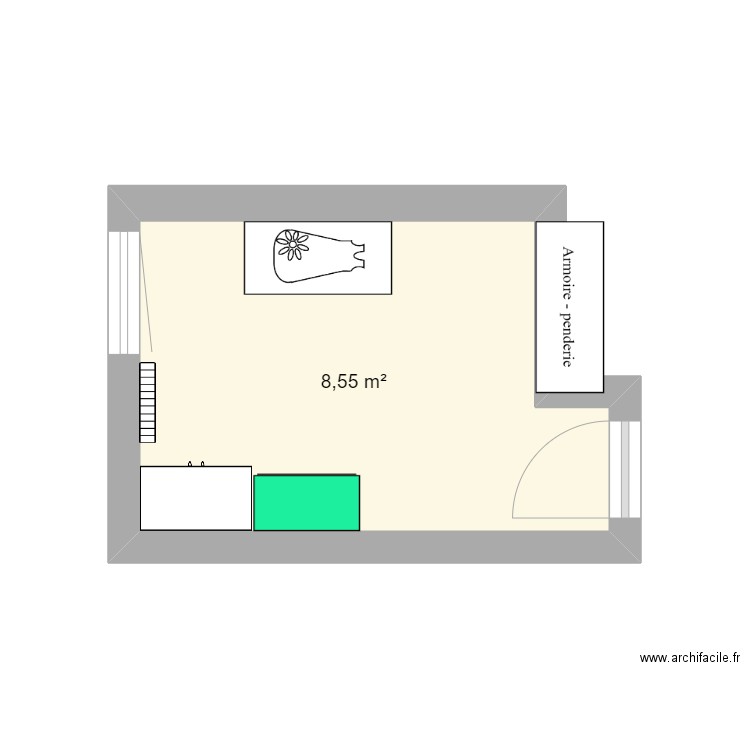 Chambre BB. Plan de 1 pièce et 9 m2