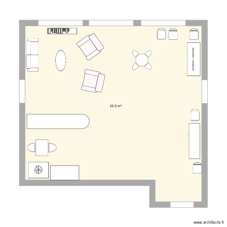 joseph. Plan de 1 pièce et 57 m2