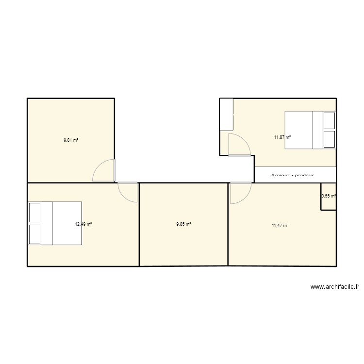 maison 6 juin. Plan de 6 pièces et 56 m2