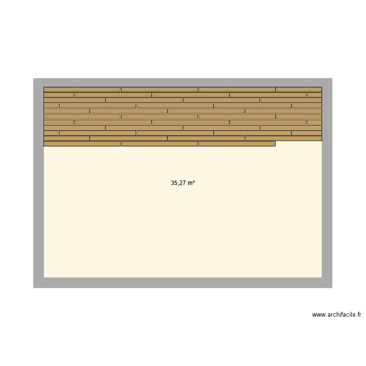 Parquet. Plan de 1 pièce et 35 m2