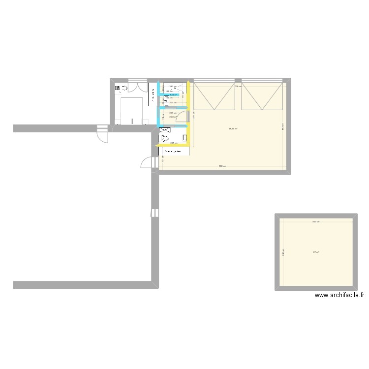 Essai 3. Plan de 4 pièces et 82 m2