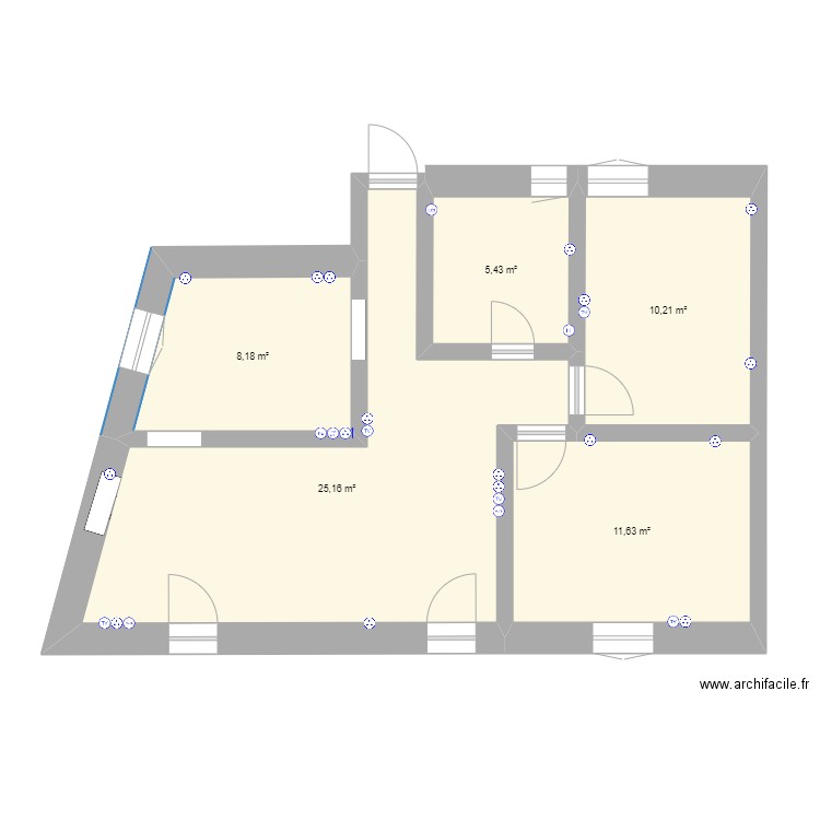 Les GRANGES rdc sans meuble. Plan de 5 pièces et 61 m2