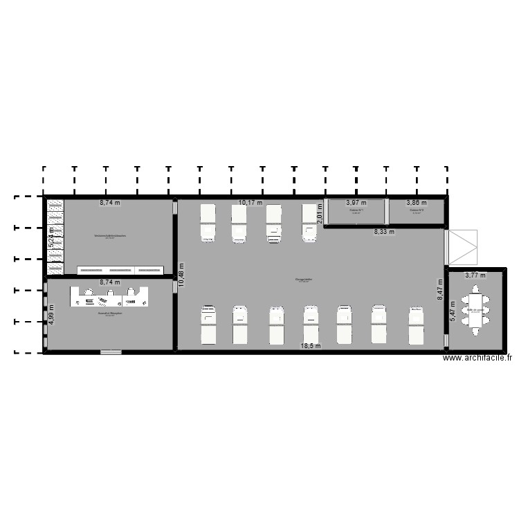 plan atelier carrosserie. ADS. Plan de 6 pièces et 301 m2