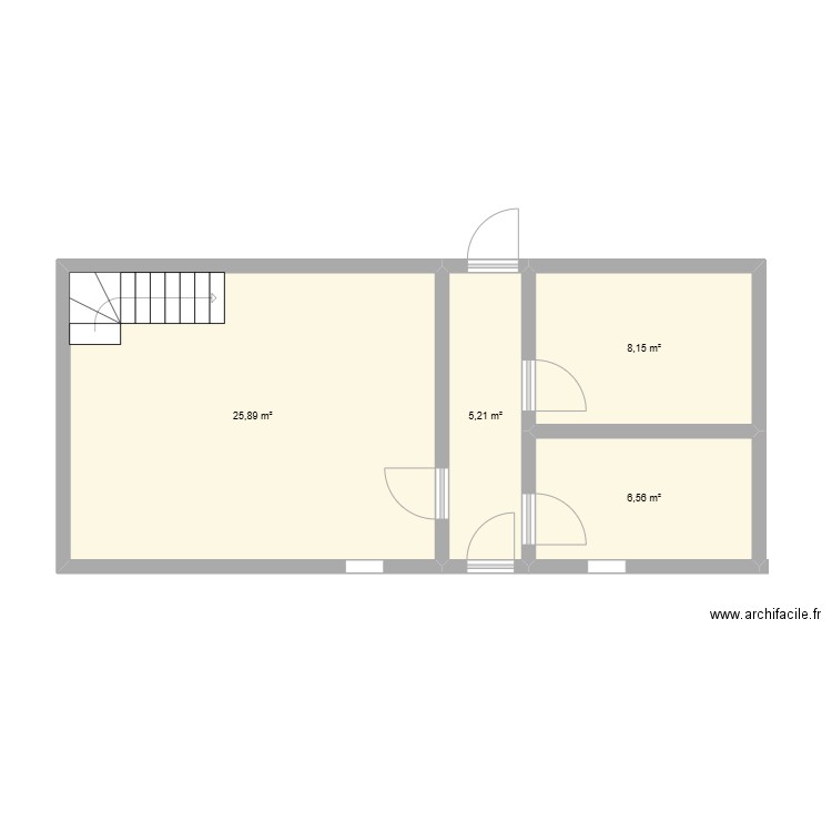 1er etage. Plan de 4 pièces et 46 m2