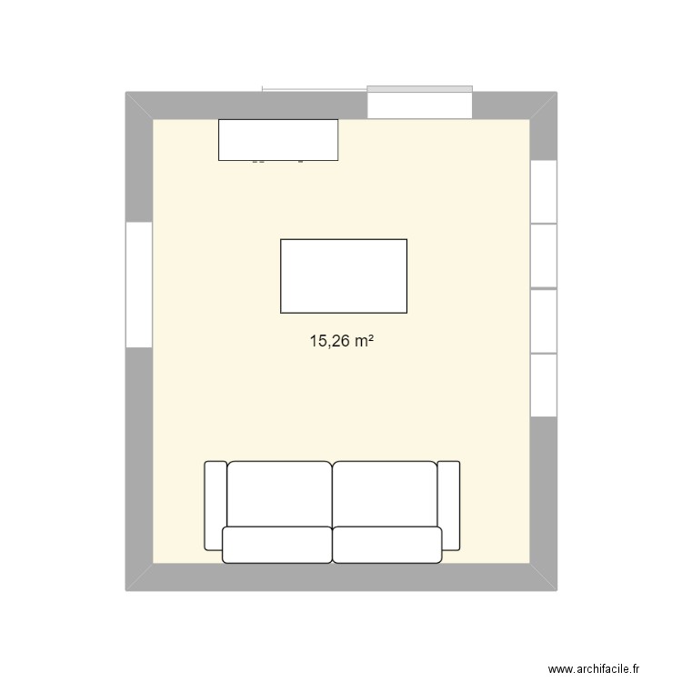 temp. Plan de 1 pièce et 15 m2