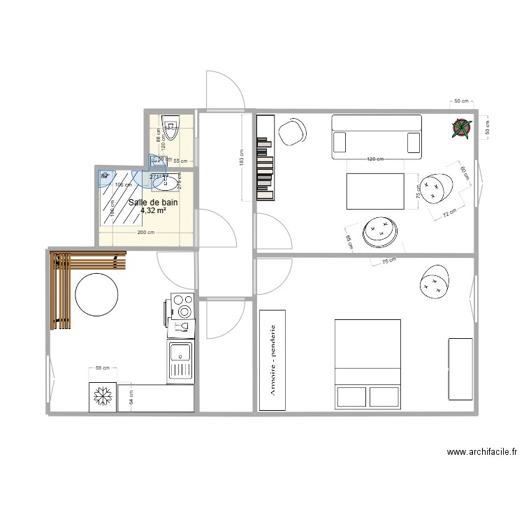 hippodi. Plan de 1 pièce et 4 m2