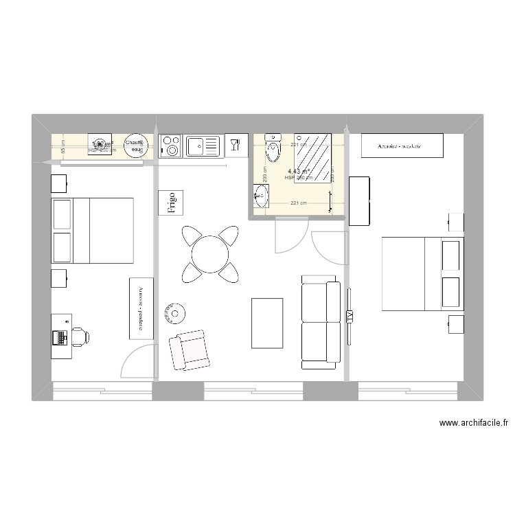 Cros Noyer (small). Plan de 2 pièces et 6 m2