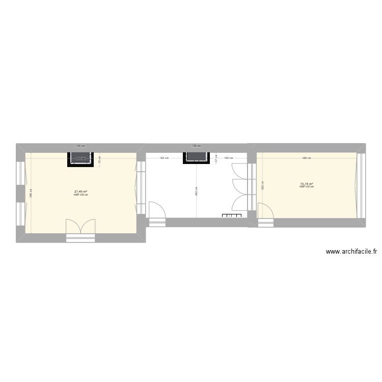 CP RdC. Plan de 2 pièces et 37 m2