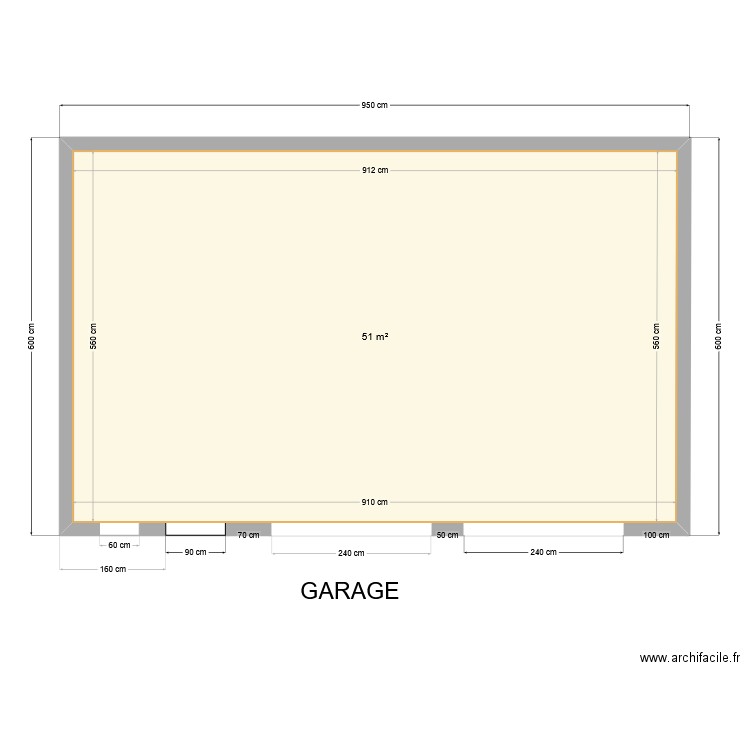 Plan de masse. Plan de 1 pièce et 51 m2