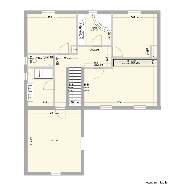 Maison Taverny étage. Plan de 4 pièces et 98 m2