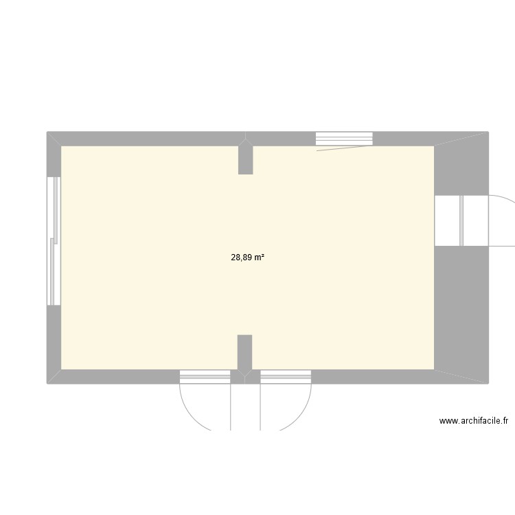 cuisine. Plan de 1 pièce et 29 m2