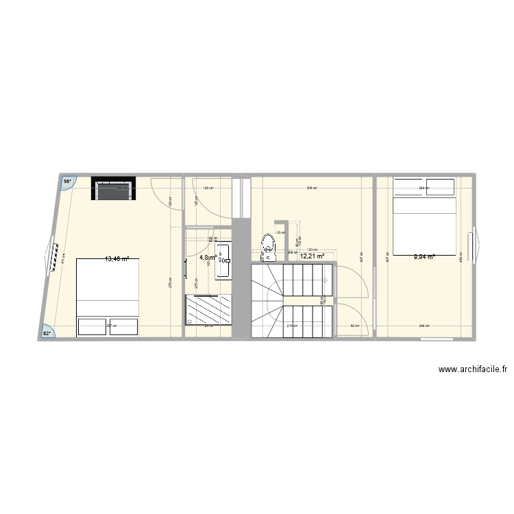 AMENAGEMENT CHAMBRE PARENTALE2. Plan de 4 pièces et 40 m2