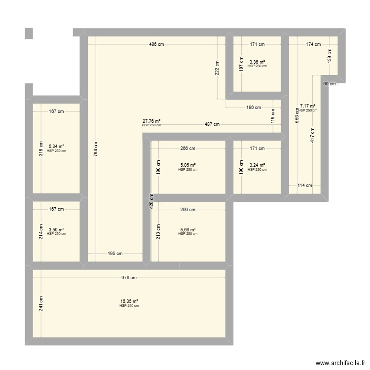 cic . Plan de 9 pièces et 78 m2