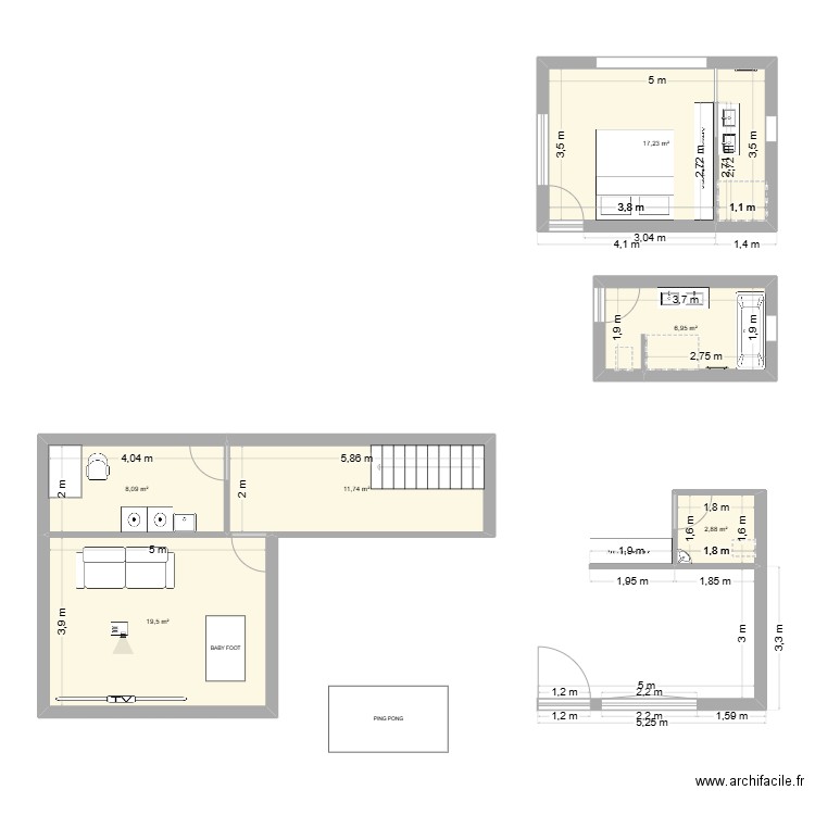 Maison Garches1. Plan de 6 pièces et 66 m2