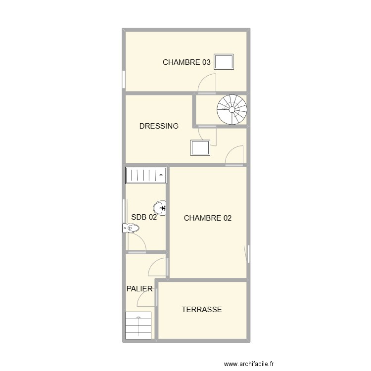 ETAGE 02 CAVEIRAC AM. Plan de 5 pièces et 39 m2