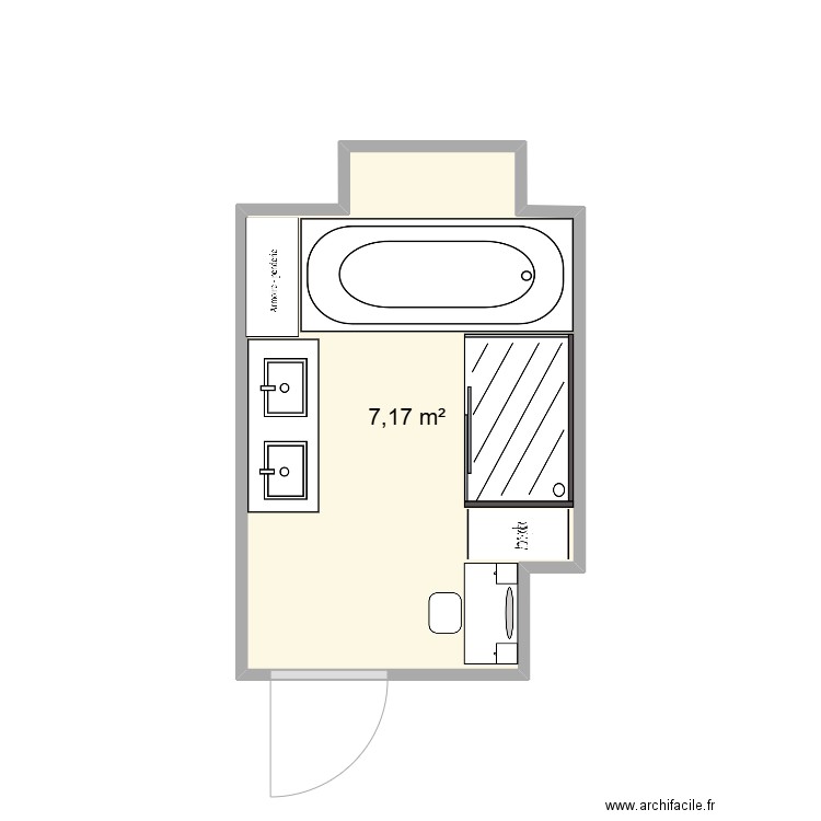 Salle de bain 5. Plan de 1 pièce et 7 m2