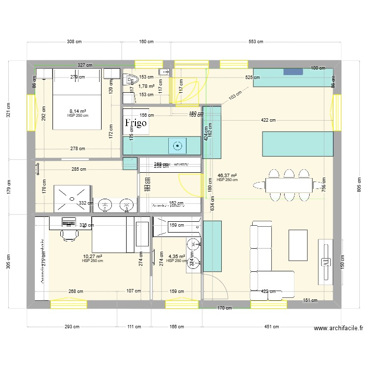 Bellet 8. Plan de 8 pièces et 70 m2