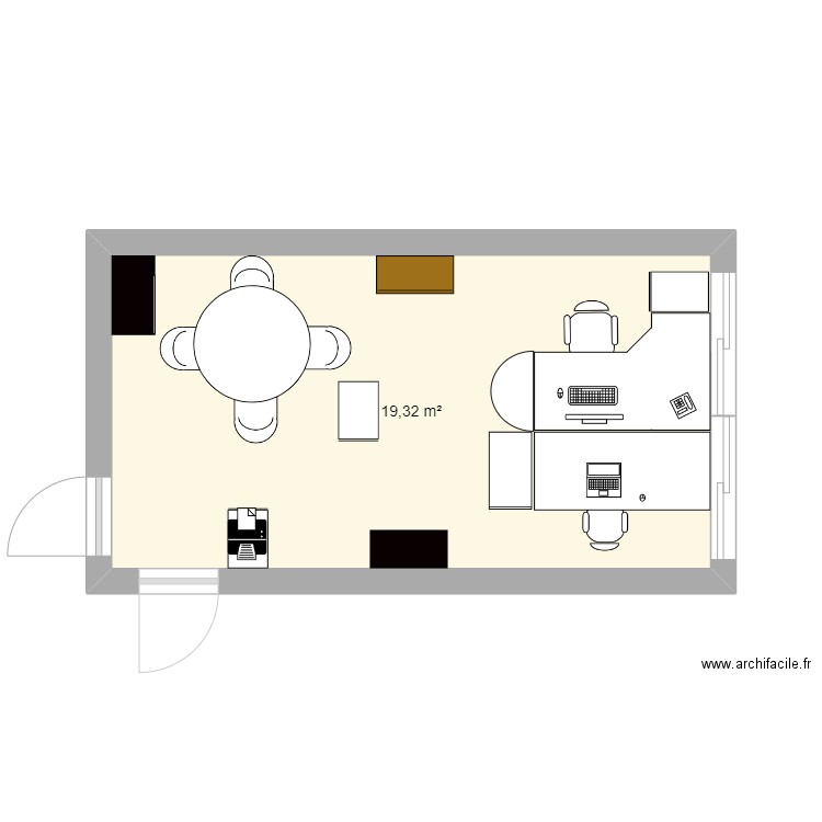 Bureau Sarah et Marion. Plan de 1 pièce et 19 m2