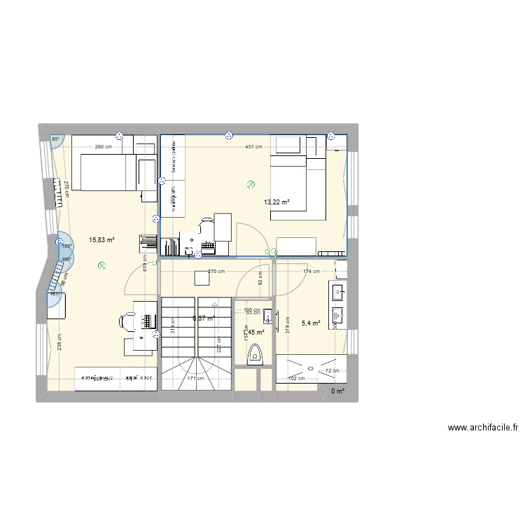  M1 Niveau R+1 Mistral. Plan de 8 pièces et 43 m2