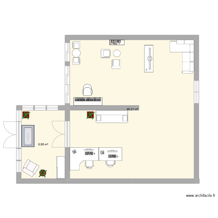 CCF ART APPLIQUER. Plan de 2 pièces et 57 m2