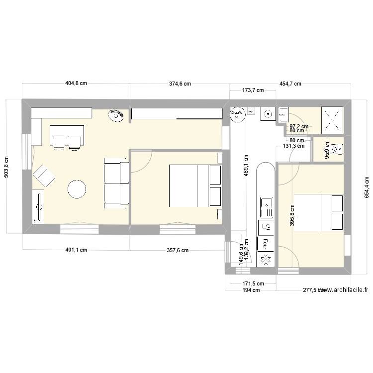 MAISON P. Plan de 4 pièces et 44 m2