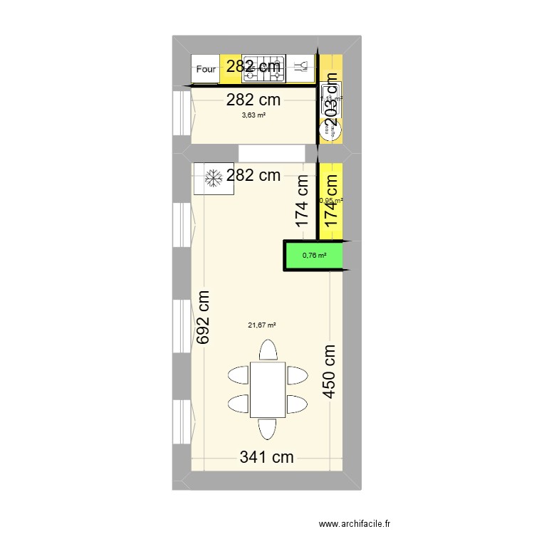 Nouvelle cuisine face piscine - 5 déc 24. Plan de 6 pièces et 30 m2