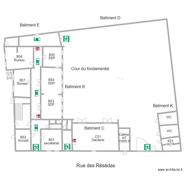 Résédas BC niv 0. Plan de 11 pièces et 1076 m2