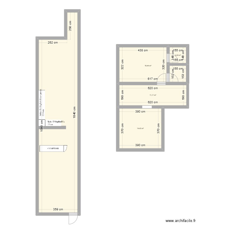 Besancon. Plan de 5 pièces et 105 m2