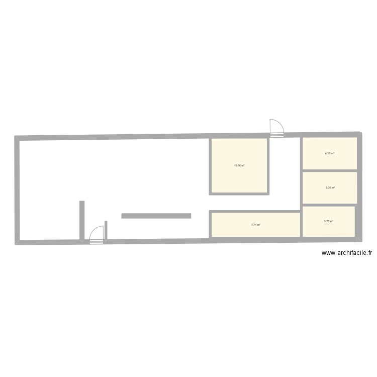 local. Plan de 5 pièces et 37 m2