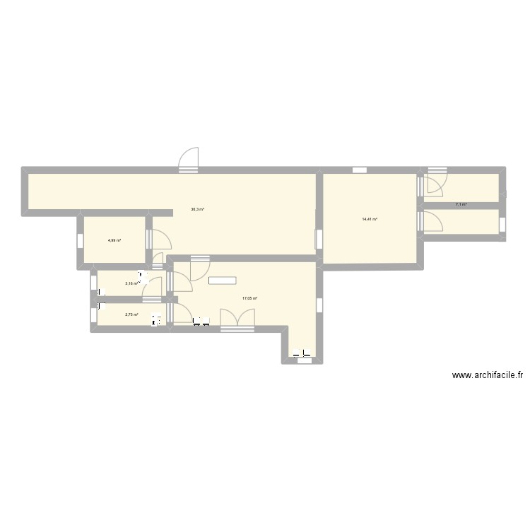 Clinique Aunis. Plan de 7 pièces et 80 m2