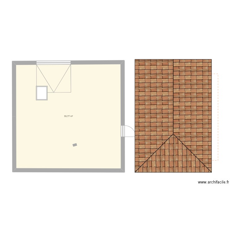 garage. Plan de 1 pièce et 56 m2