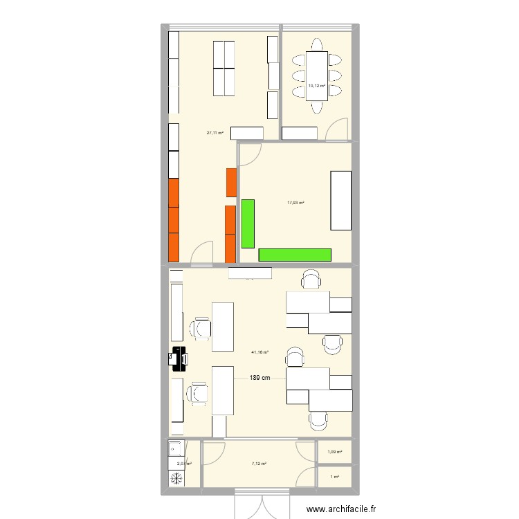 Plan Bureau Aménagement. Plan de 8 pièces et 108 m2