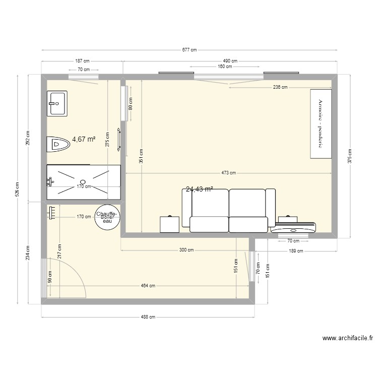 Chalet Lacona 11-2023. Plan de 2 pièces et 29 m2