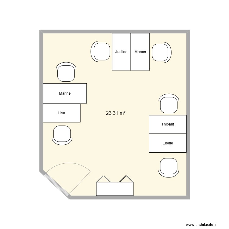 Bureau RH. Plan de 1 pièce et 23 m2