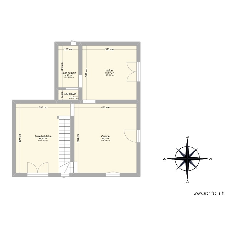 maison michels rdc. Plan de 5 pièces et 63 m2