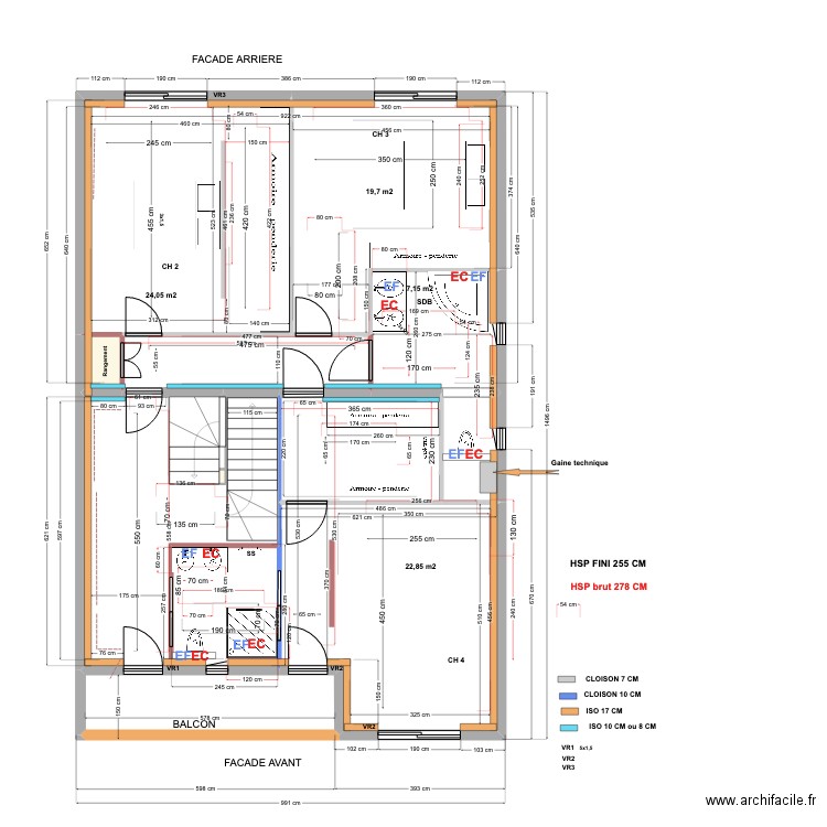 9JF RDCH 23 06 24 ELEC avec iso. Plan de 43 pièces et 609 m2