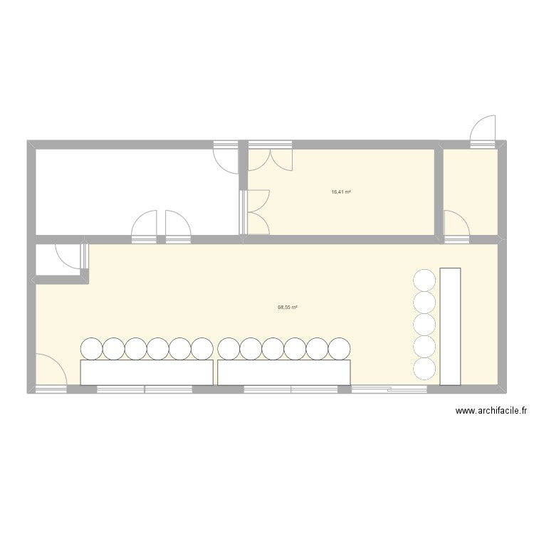 projet24. Plan de 2 pièces et 85 m2