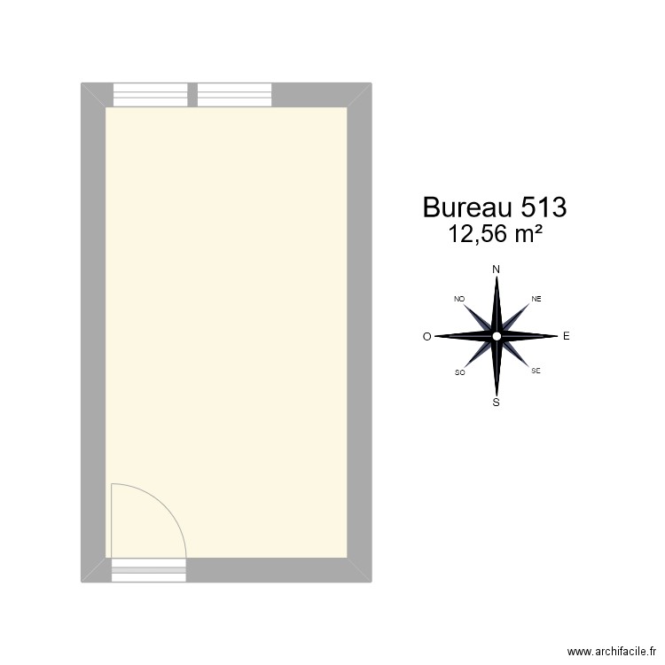 Bureau R 513. Plan de 1 pièce et 13 m2