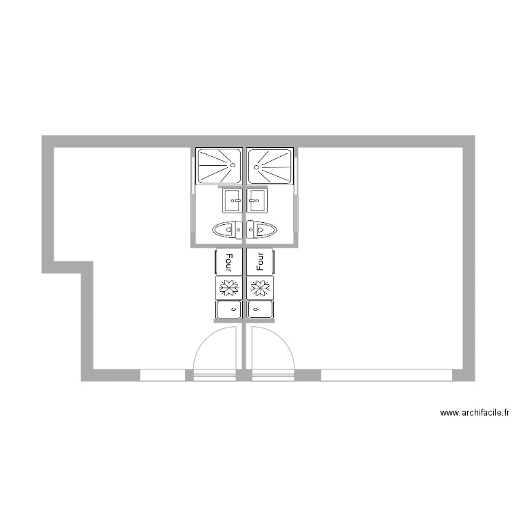 Passage Courtois 2 bureaux. Plan de 4 pièces et 38 m2