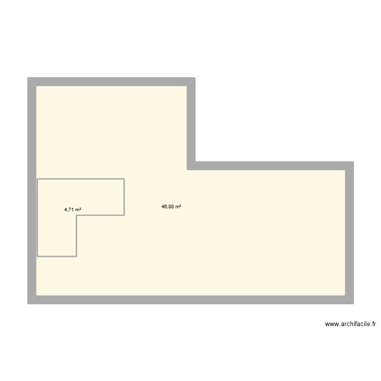 ETAGE. Plan de 2 pièces et 56 m2