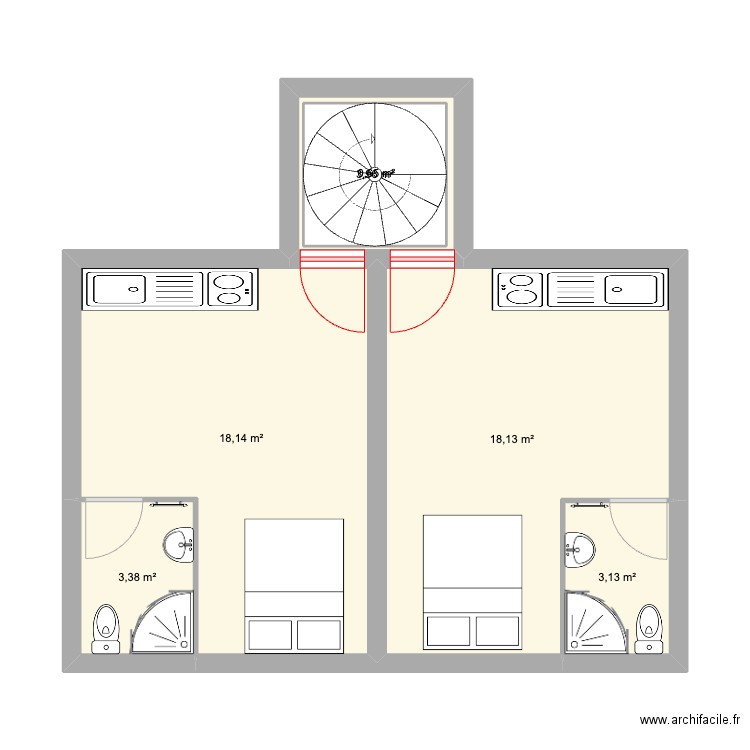 lailly2. Plan de 21 pièces et 154 m2