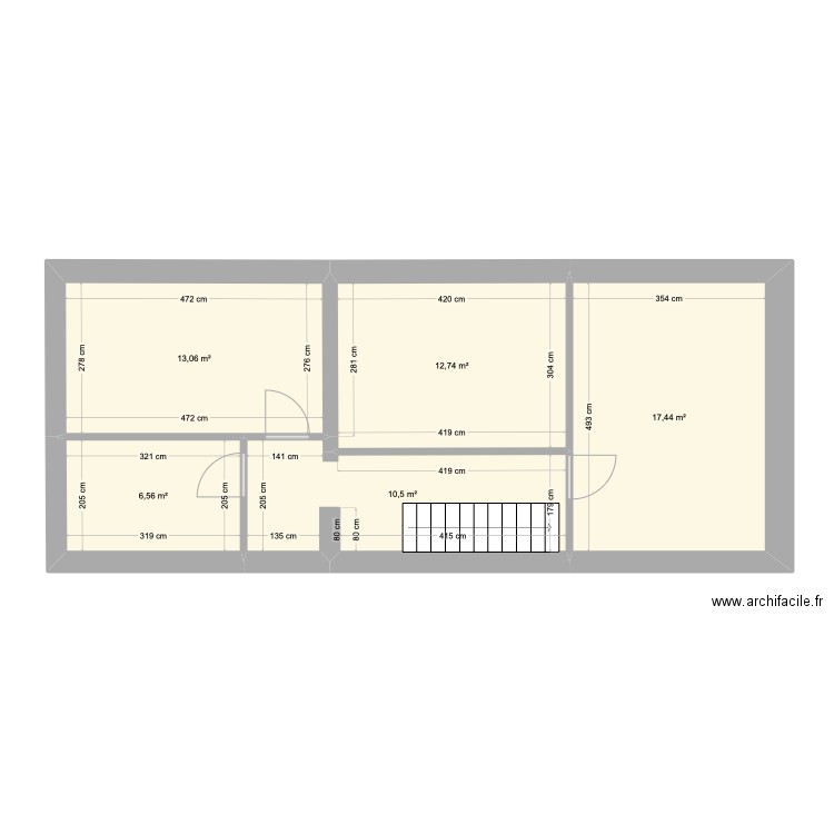 ECHILLAIS ETAGE SUPERFICIE. Plan de 5 pièces et 60 m2