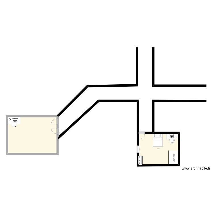 the bruzz houze. Plan de 2 pièces et 62 m2