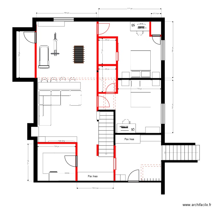 marois 4. Plan de 2 pièces et 4 m2