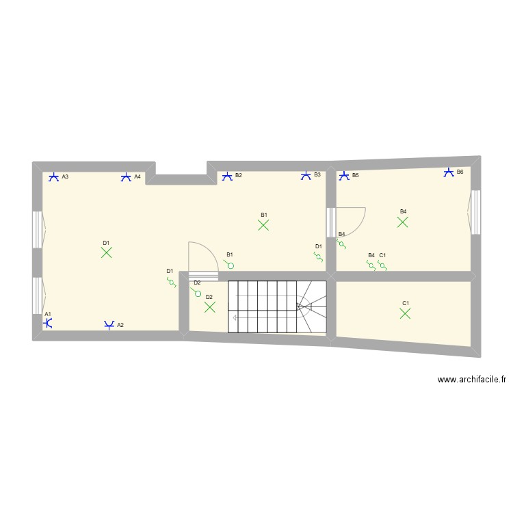 Binche - 1er ELEC. Plan de 4 pièces et 47 m2